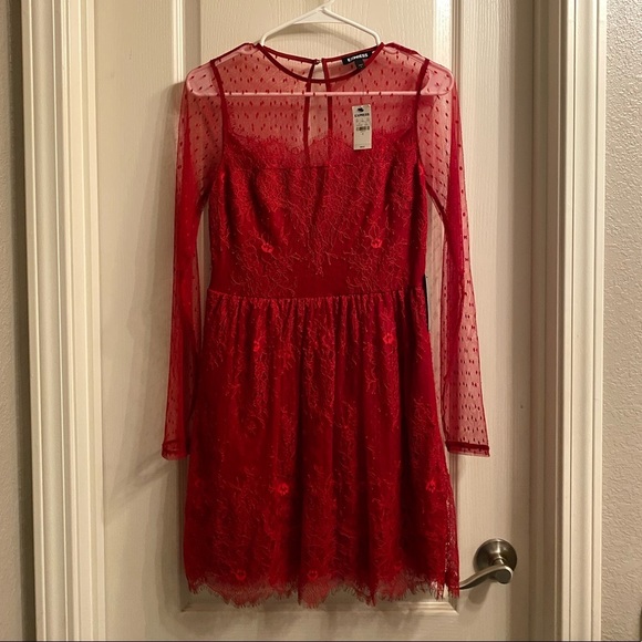 Express Lace Fit & Flare Dress - Picture 2 of 9